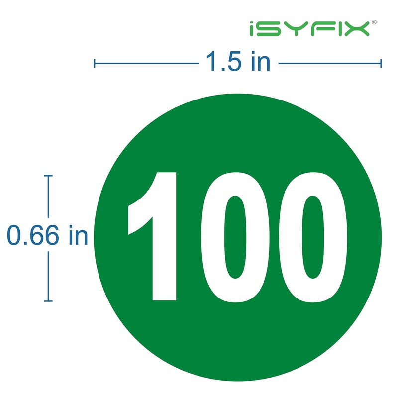 iSYFIX Green Consecutive Number Stickers â€“ 1 to 100, 1.5-inch, 1 set â€“ Vinyl Self Adhesive Premium Decal, Ideal for Inventory, Storage, Organizing, Boxes, Bins, Toolbox, Lockers & More, Indoor/Outdoor - Image 2